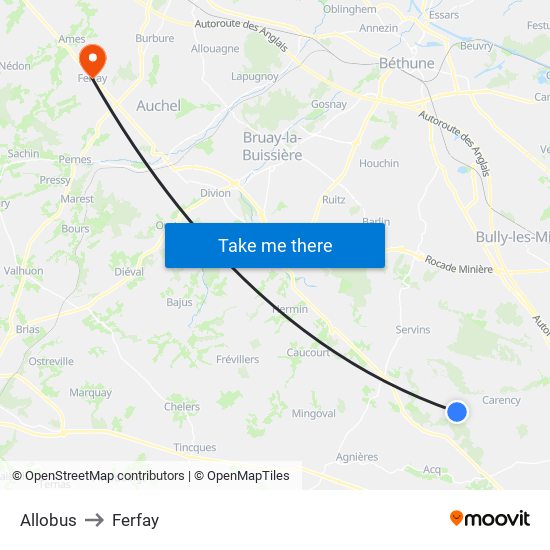 Allobus to Ferfay map