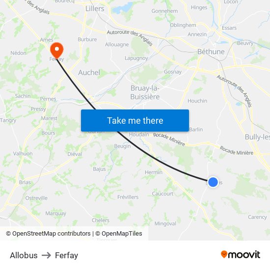 Allobus to Ferfay map