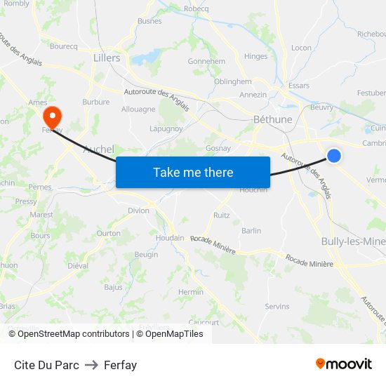 Cite Du Parc to Ferfay map