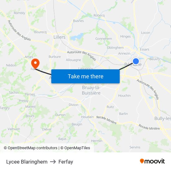 Lycee Blaringhem to Ferfay map