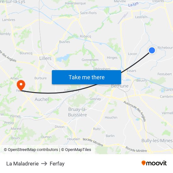 La Maladrerie to Ferfay map