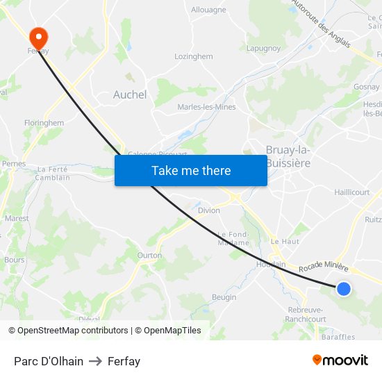 Parc D'Olhain to Ferfay map
