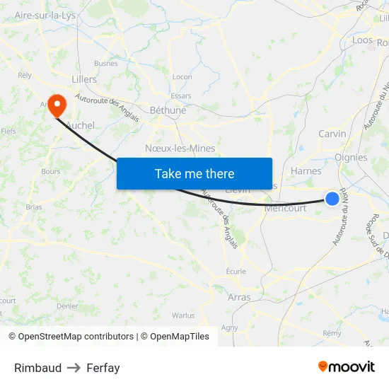 Rimbaud to Ferfay map