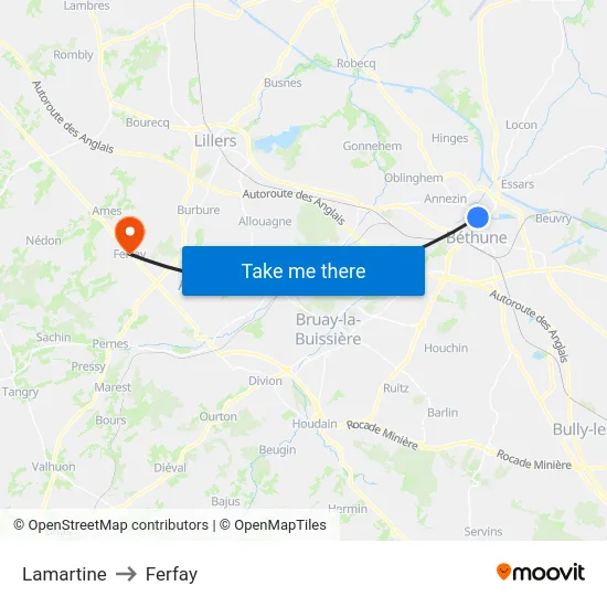 Lamartine to Ferfay map