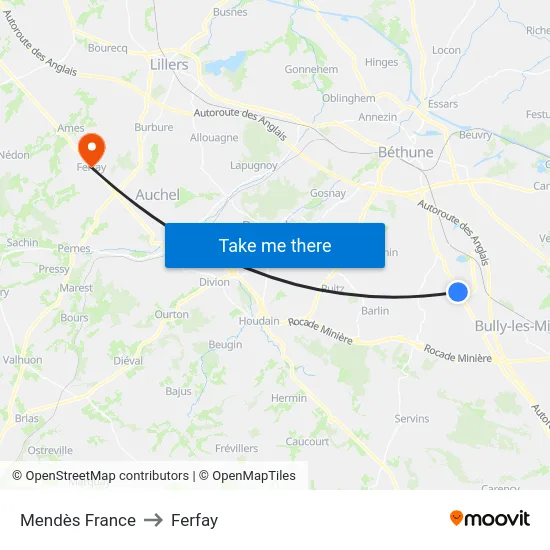 Mendès France to Ferfay map