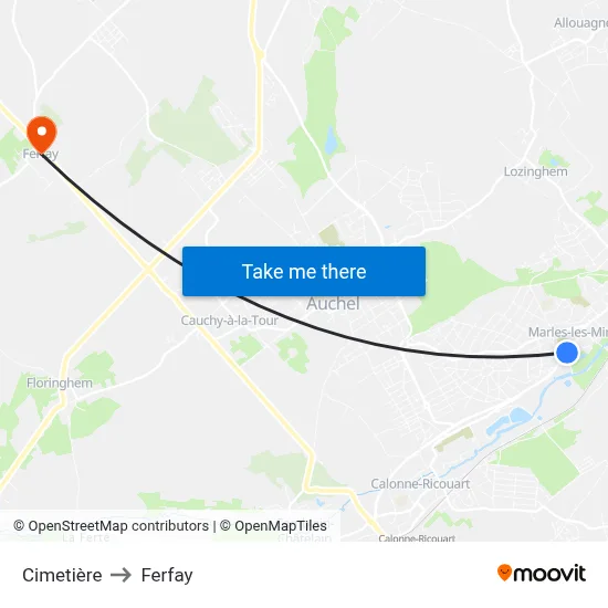 Cimetière to Ferfay map