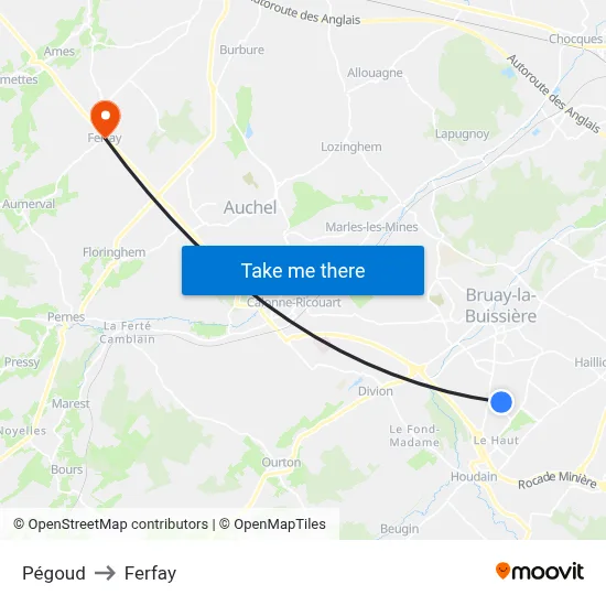 Pégoud to Ferfay map