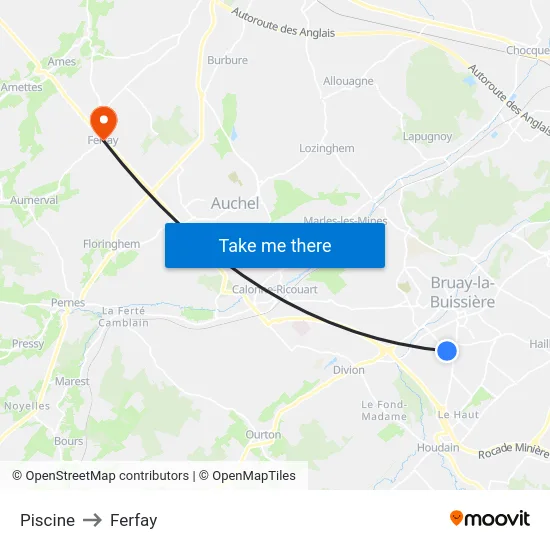 Piscine to Ferfay map