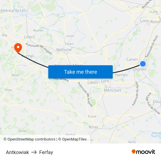 Antkowiak to Ferfay map