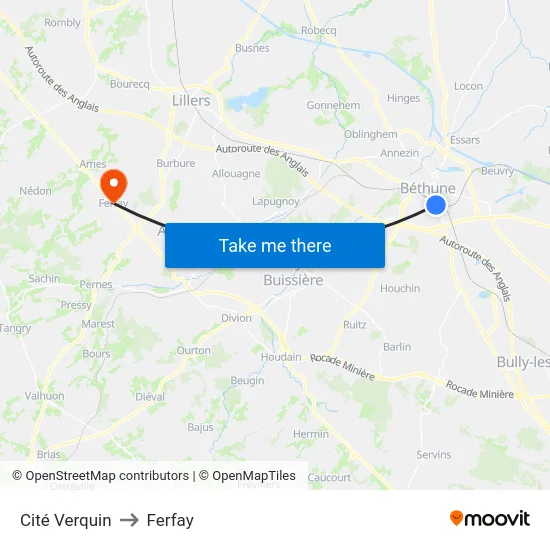 Cité Verquin to Ferfay map