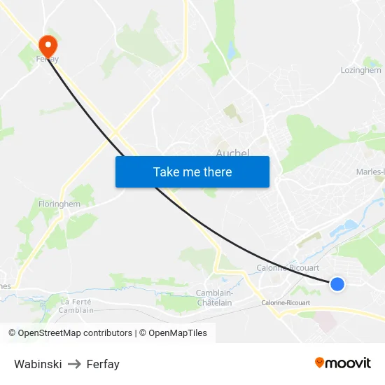 Wabinski to Ferfay map