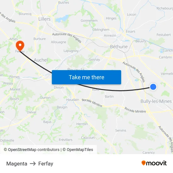 Magenta to Ferfay map