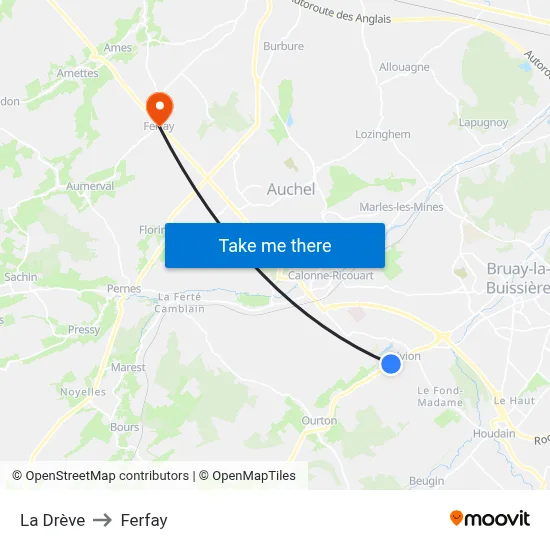 La Drève to Ferfay map