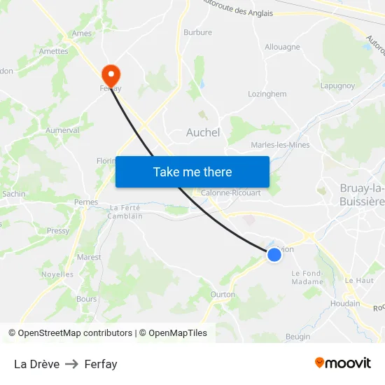La Drève to Ferfay map
