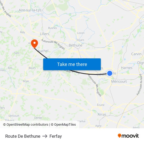 Route De Bethune to Ferfay map