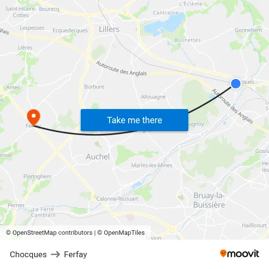 Chocques to Ferfay map
