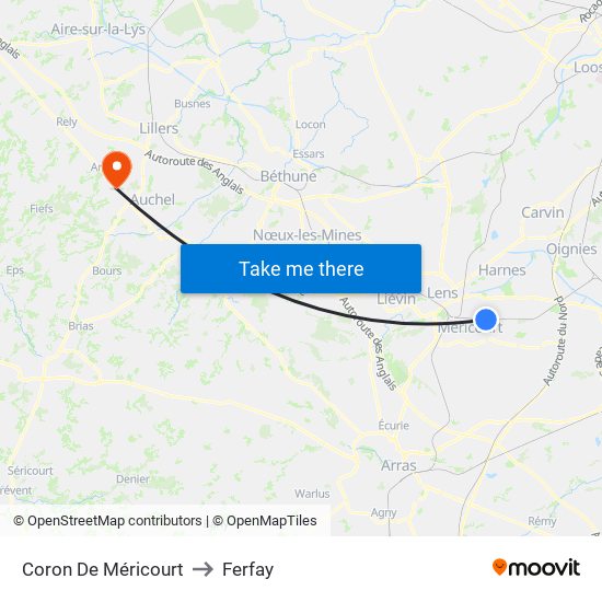 Coron De Méricourt to Ferfay map