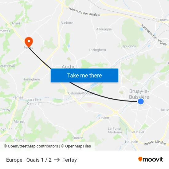 Europe - Quais 1 / 2 to Ferfay map