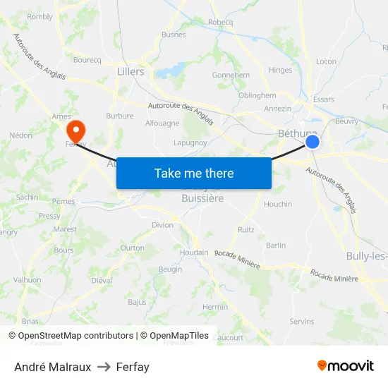 André Malraux to Ferfay map