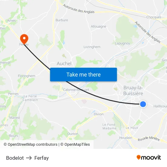 Bodelot to Ferfay map