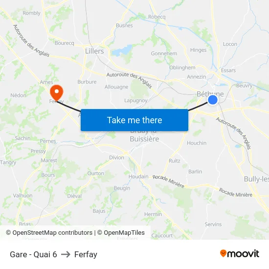 Gare - Quai 6 to Ferfay map