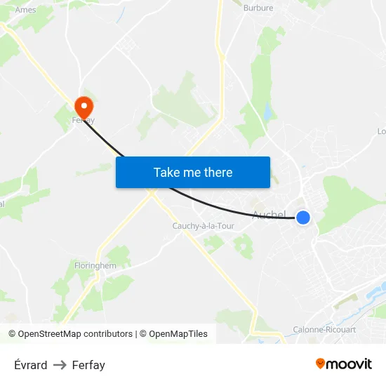 Évrard to Ferfay map