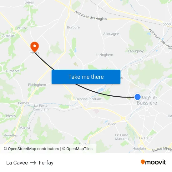 La Cavée to Ferfay map