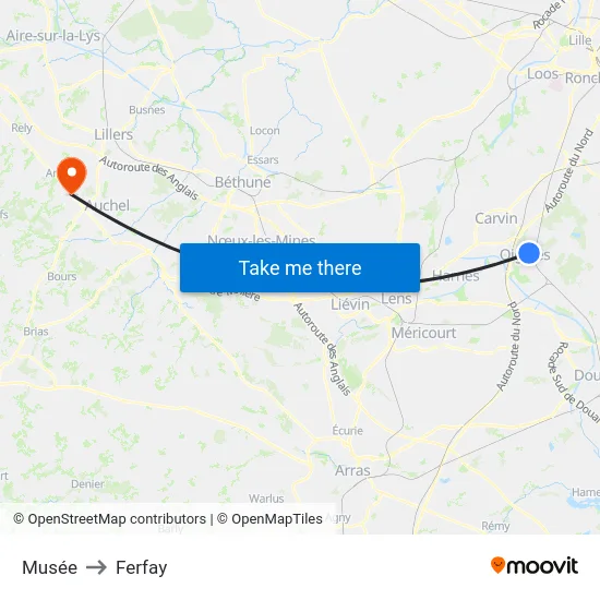 Musée to Ferfay map