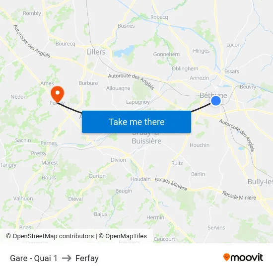 Gare - Quai 1 to Ferfay map