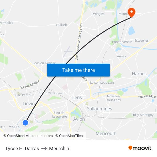 Lycée H. Darras to Meurchin map