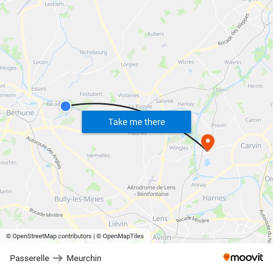 Passerelle to Meurchin map