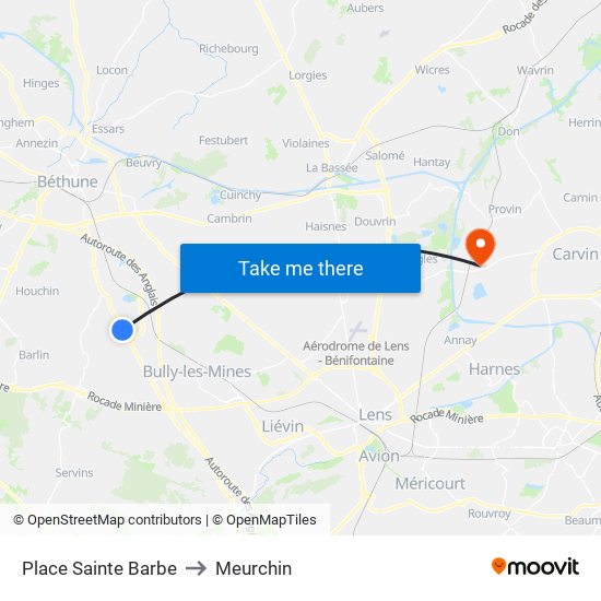 Place Sainte Barbe to Meurchin map