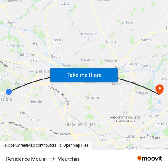 Residence Moulin to Meurchin map