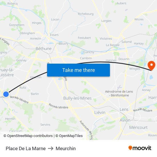 Place De La Marne to Meurchin map