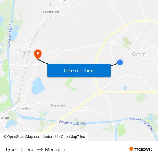 Lycee Diderot to Meurchin map