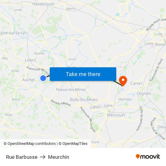 Rue Barbusse to Meurchin map