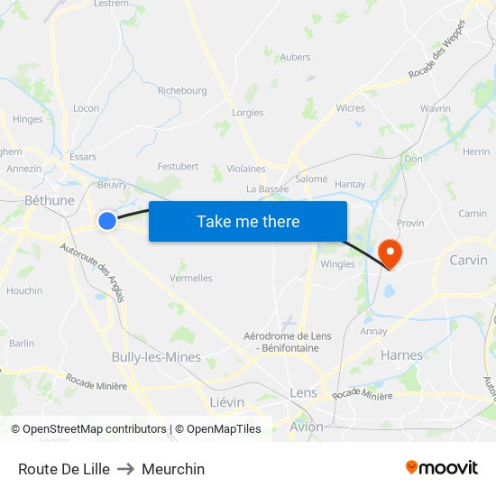 Route De Lille to Meurchin map