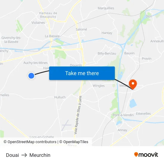 Douai to Meurchin map