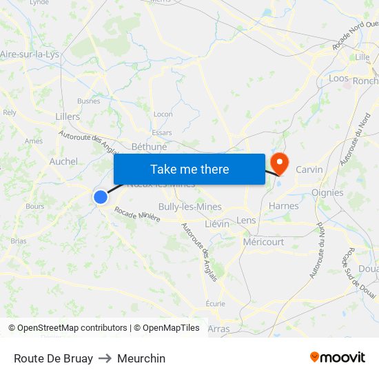 Route De Bruay to Meurchin map
