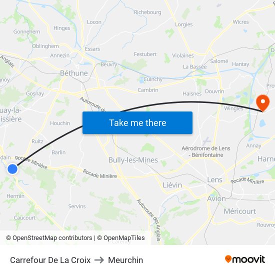 Carrefour De La Croix to Meurchin map