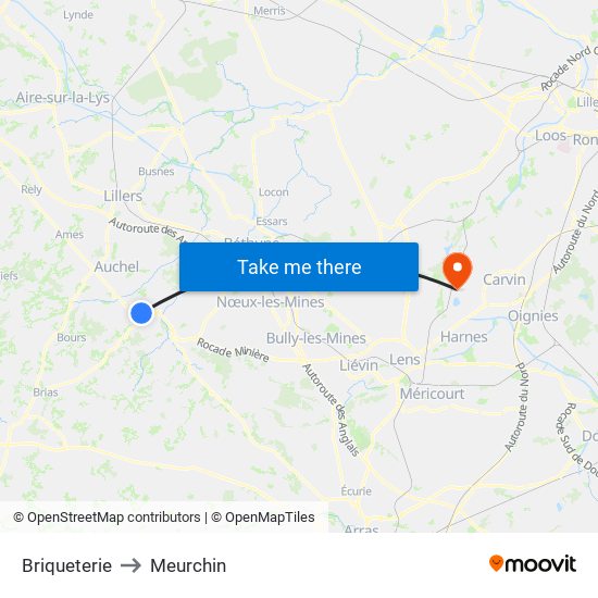 Briqueterie to Meurchin map