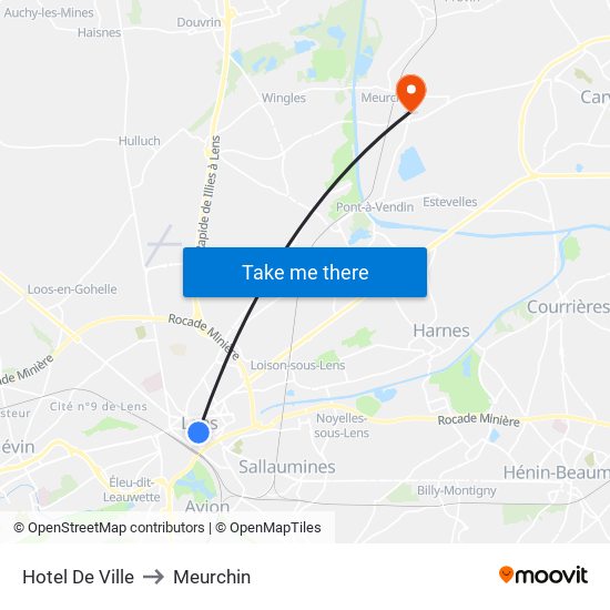 Hotel De Ville to Meurchin map