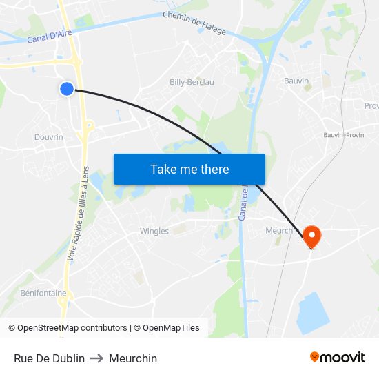 Rue De Dublin to Meurchin map