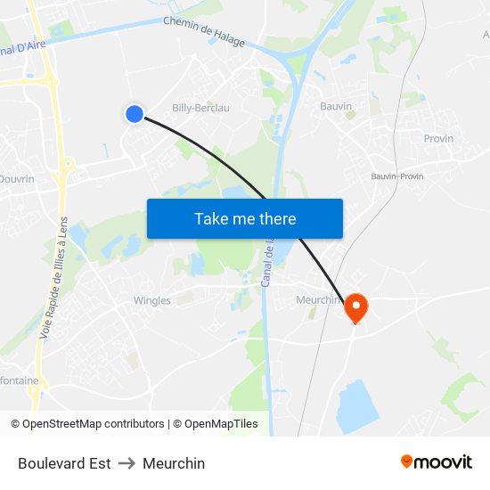 Boulevard Est to Meurchin map