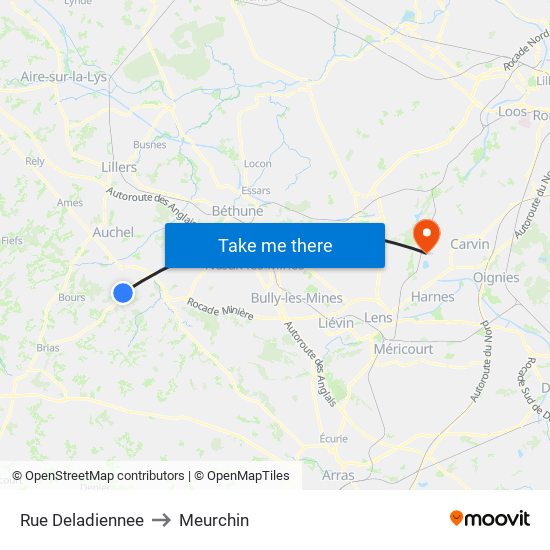 Rue Deladiennee to Meurchin map