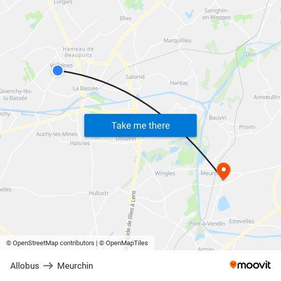 Allobus to Meurchin map