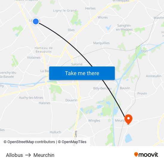 Allobus to Meurchin map