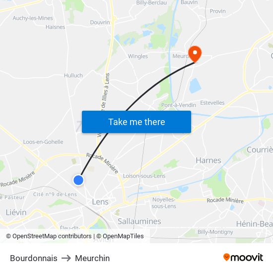 Bourdonnais to Meurchin map