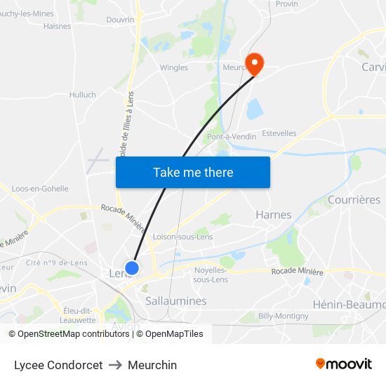 Lycee Condorcet to Meurchin map