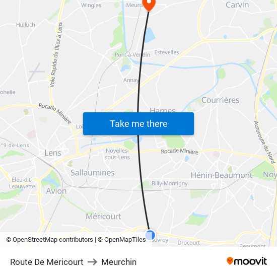 Route De Mericourt to Meurchin map